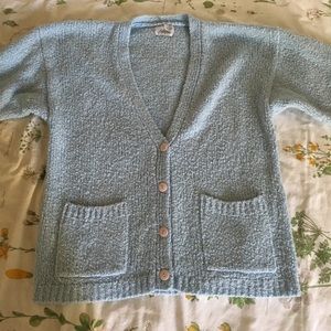 Baby Blue fluffy chunky knit cardigan!